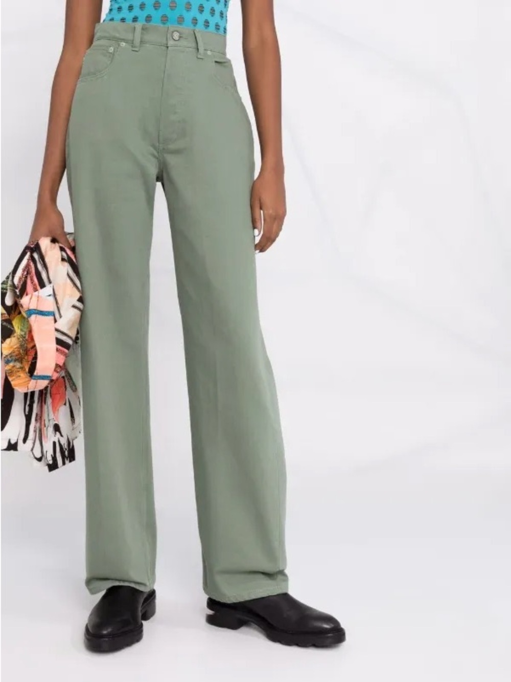 Boyish High-Waisted Green Straight Leg Jeans Size 29